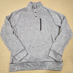 Sonoma Goods For Life Pullover Sweater Mens Medium Gray Snap Neck Fleece Casual